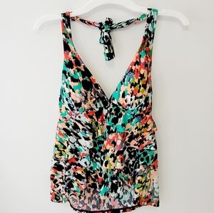 Aqua green multicolored tiered tankini top